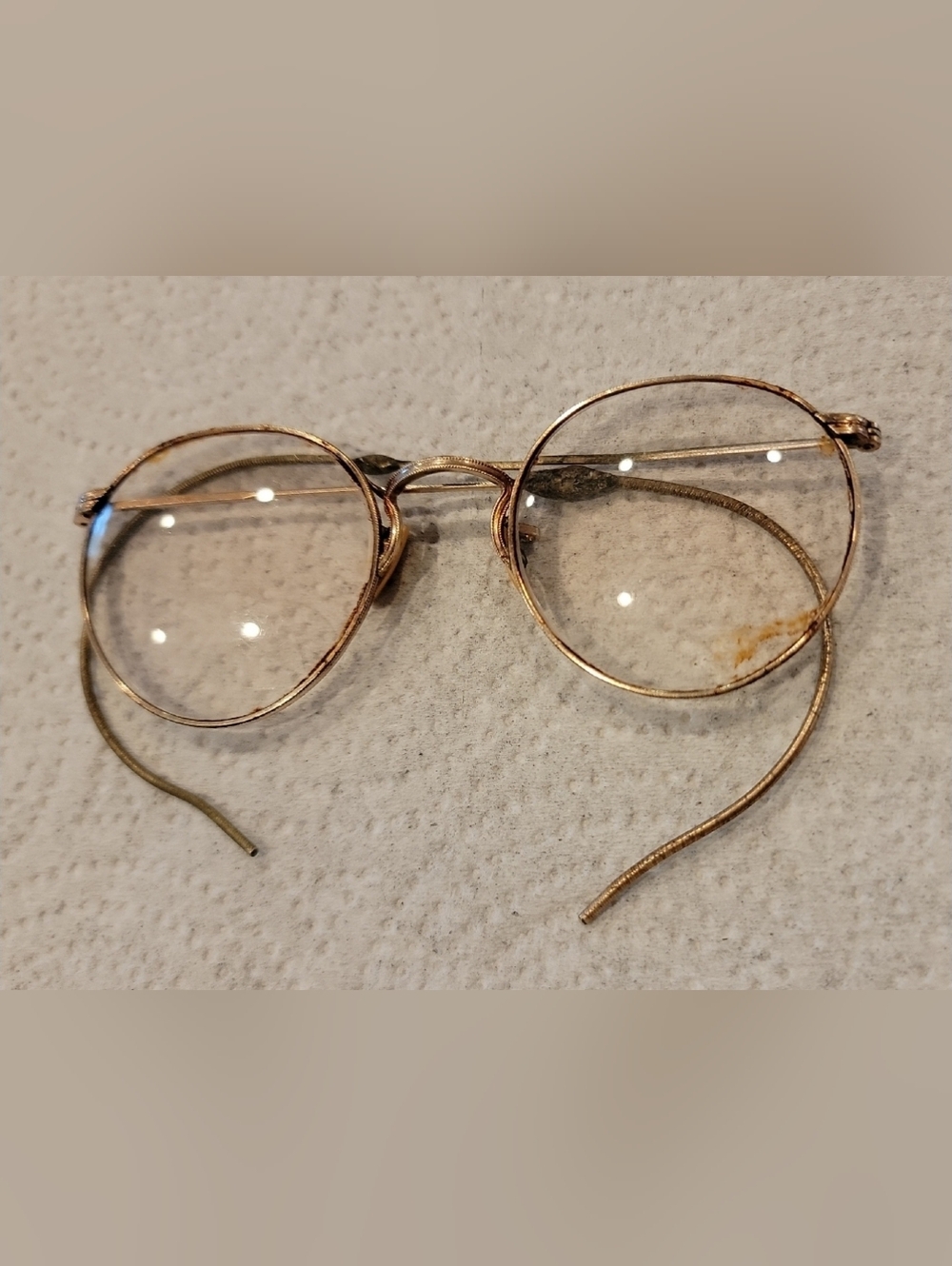 Vintage Ful-Vue Round‎ Wire Rim Glasses 12K GF Cable Temple Bifocal